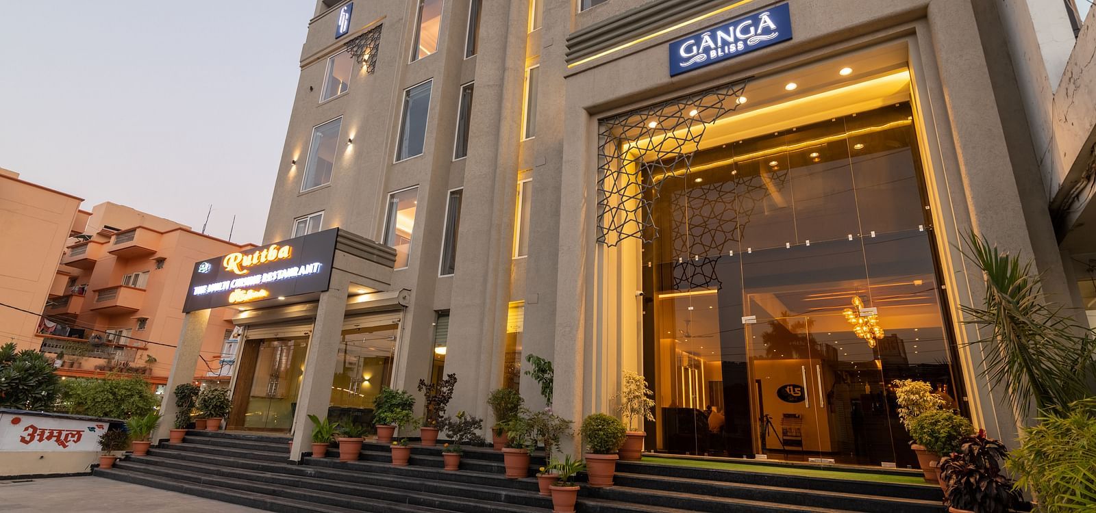 A facade image of DLS Ganga Bliss, Haridwar taken from the right angle